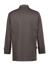 Kochjacke Herren Langarm in Braun mit verdeckten Druckknöpfen, Armtasche und Lüftungslöchern – strapazierfähige und pflegeleichte Berufsbekleidung für Köche, Bäcker und Konditoren.